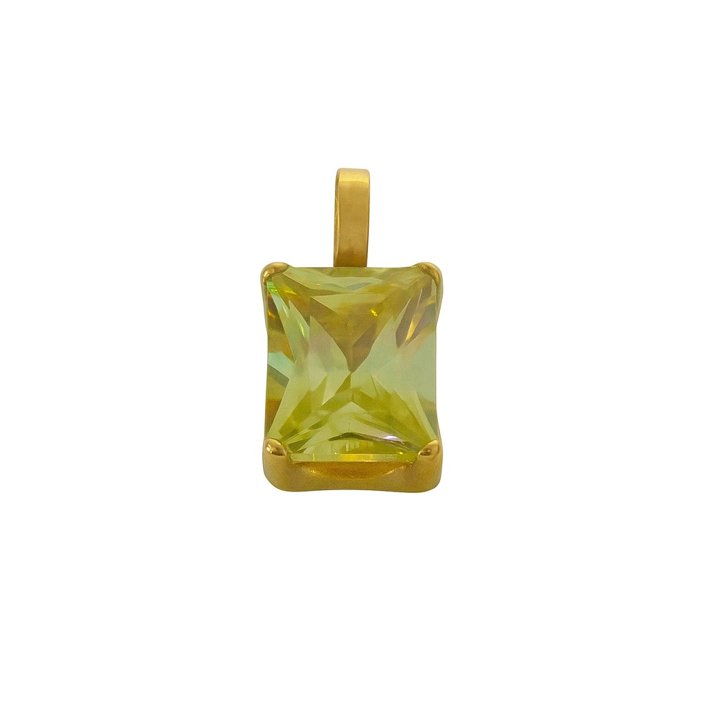 6x4MM BAGUETTE CZ CITRINE COLOR PENDANT.