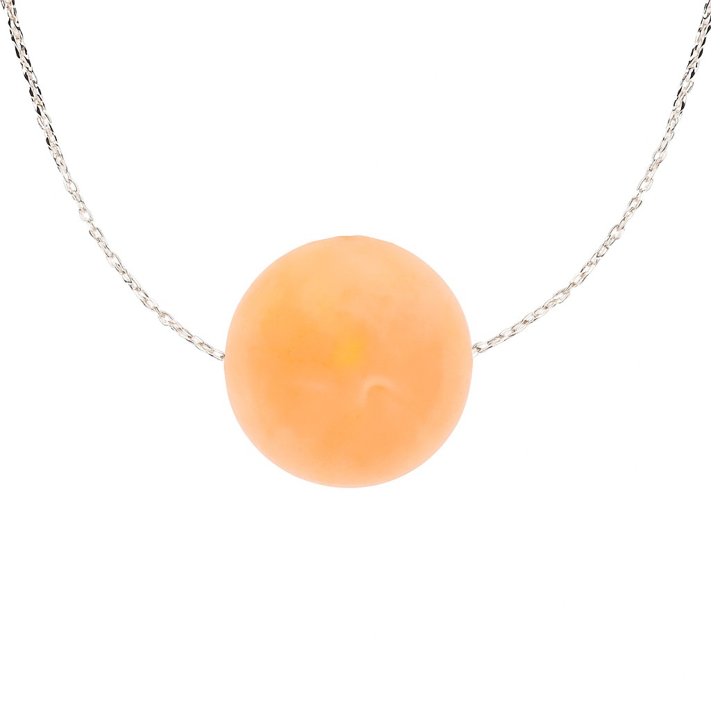 COLGANTE ORO ROSA BOLA LISA PASADA 8MM CADENA 45CM