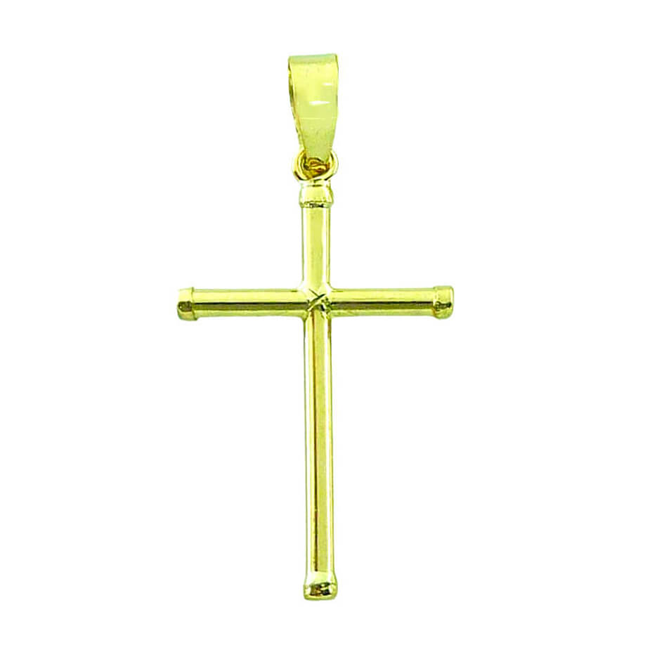 25x13x1.5MM ROUND TUBE CROSS PENDANT