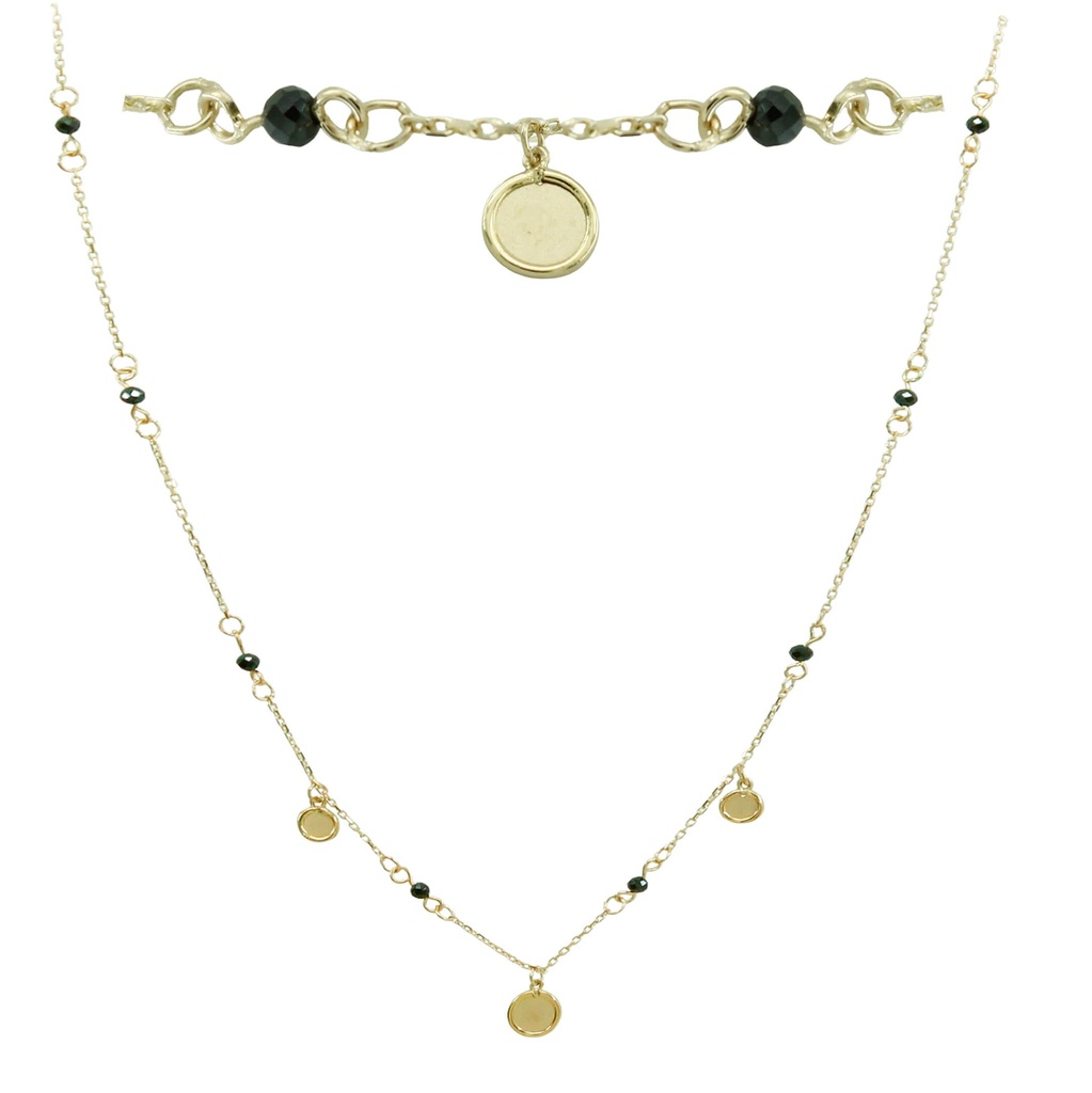 BLACK BEADS AND DISCS NECKLACE.