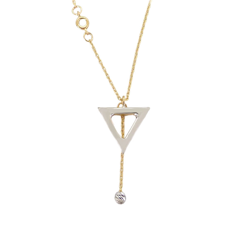 TRIANGLE NECKLACE WITH CZ.45CM CHAIN.