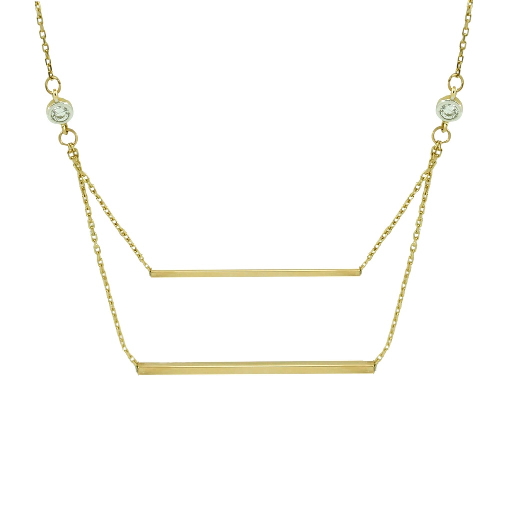 GARGANTILLA TUBOS CUADRADOS Y CIRCONITAS.