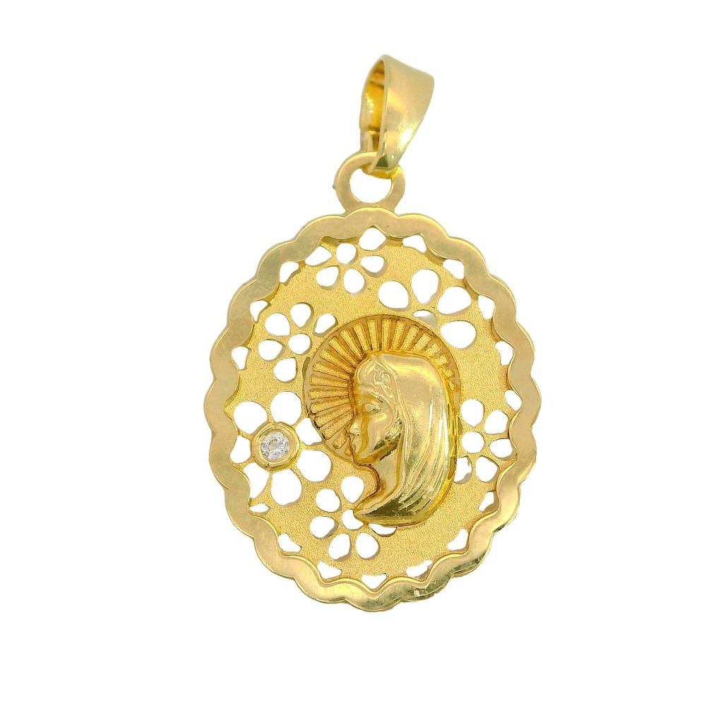 MEDALLA VIRGEN NIÑA CALADA 15x13 MM OVAL
