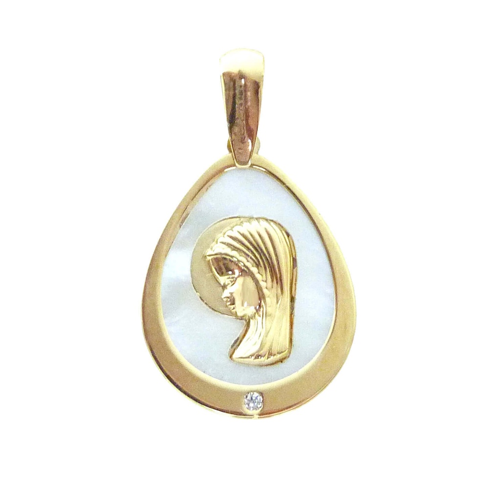 MEDALLA VIRGEN NIÑA OVAL 12X15MM CON NACAR