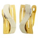 12x6MM TWO TONE CURVED BANDS EARRINGS.LEVERBACK.