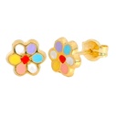 ENAMEL DAISY STUD  EARRINGS.6,5MM.