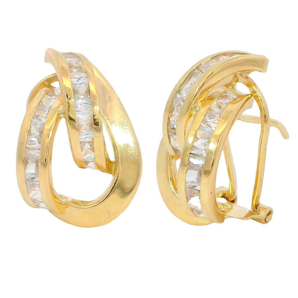 PENDIENTES BANDA Y DOS CARRES DE CIRCONITA.15x11MM.OMEGA
