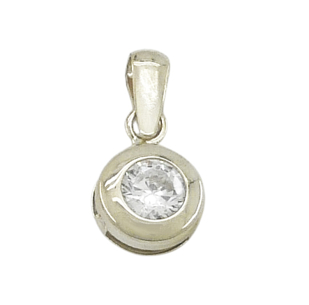 3MM CZ WHITE GOLD "CHATON"PENDANT WITH BALE.