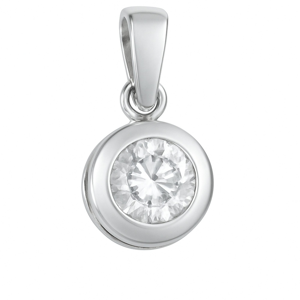 5MM CZ WHITE GOLD CHATON PENDANT WITH BALE.