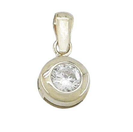 4MM CZ WHITE GOLD CHATON PENDANT WITH BALE.