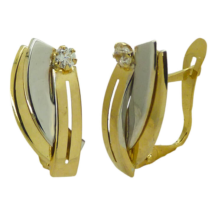 TWO TONE LEVERBACK EARRINGS.