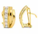 CARRE CZ OMEGA BACK EARRINGS.