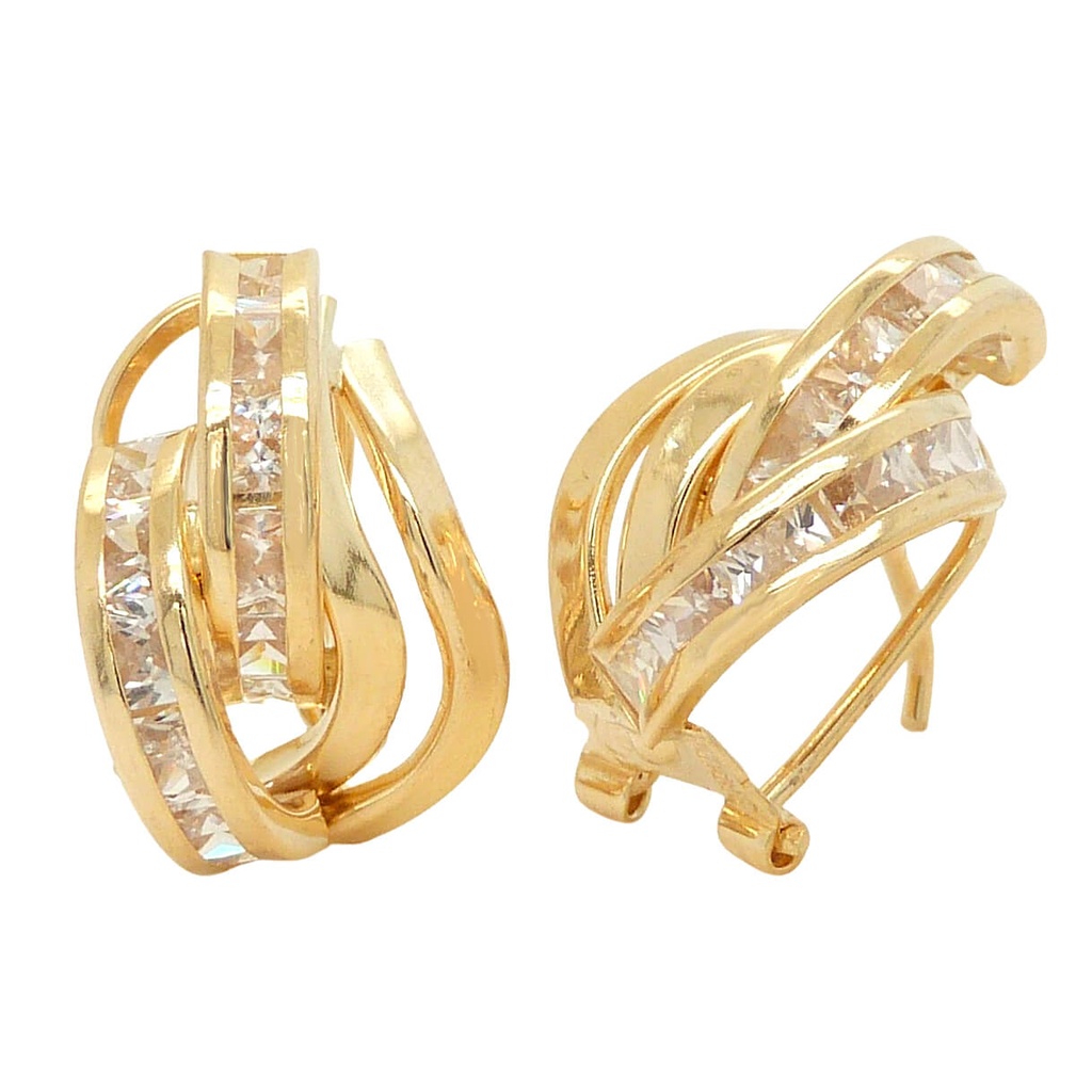 PENDIENTES BANDAS Y CIRCONITAS CARRE.CATALAN.15X9MM.