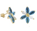 PENDIENTES 6 PETALOS  COLOR AGUAMARINA Y CIRCONITA 13MM