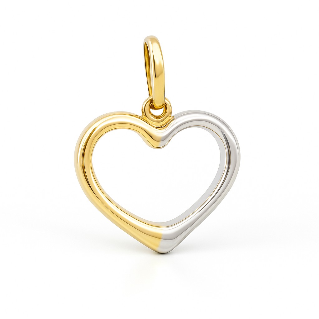 18x16MM TWO TONE HEART PENDANT.