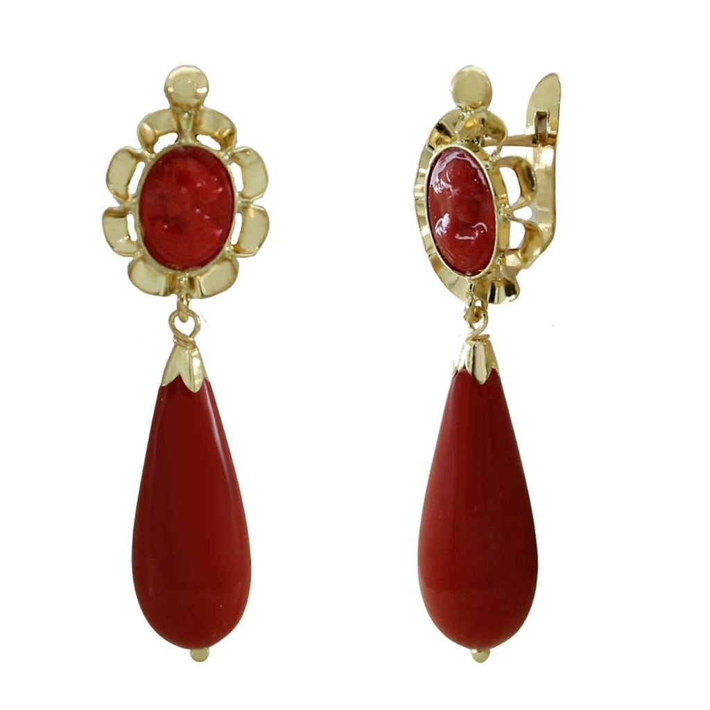 PENDIENTES ARQUILLO 8x6MM COLOR CORAL.38MM.