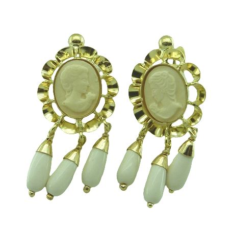 PENDIENTES ARQUILLO 10x8MM 3 PERITAS COLOR MARFIL.35x14MM.