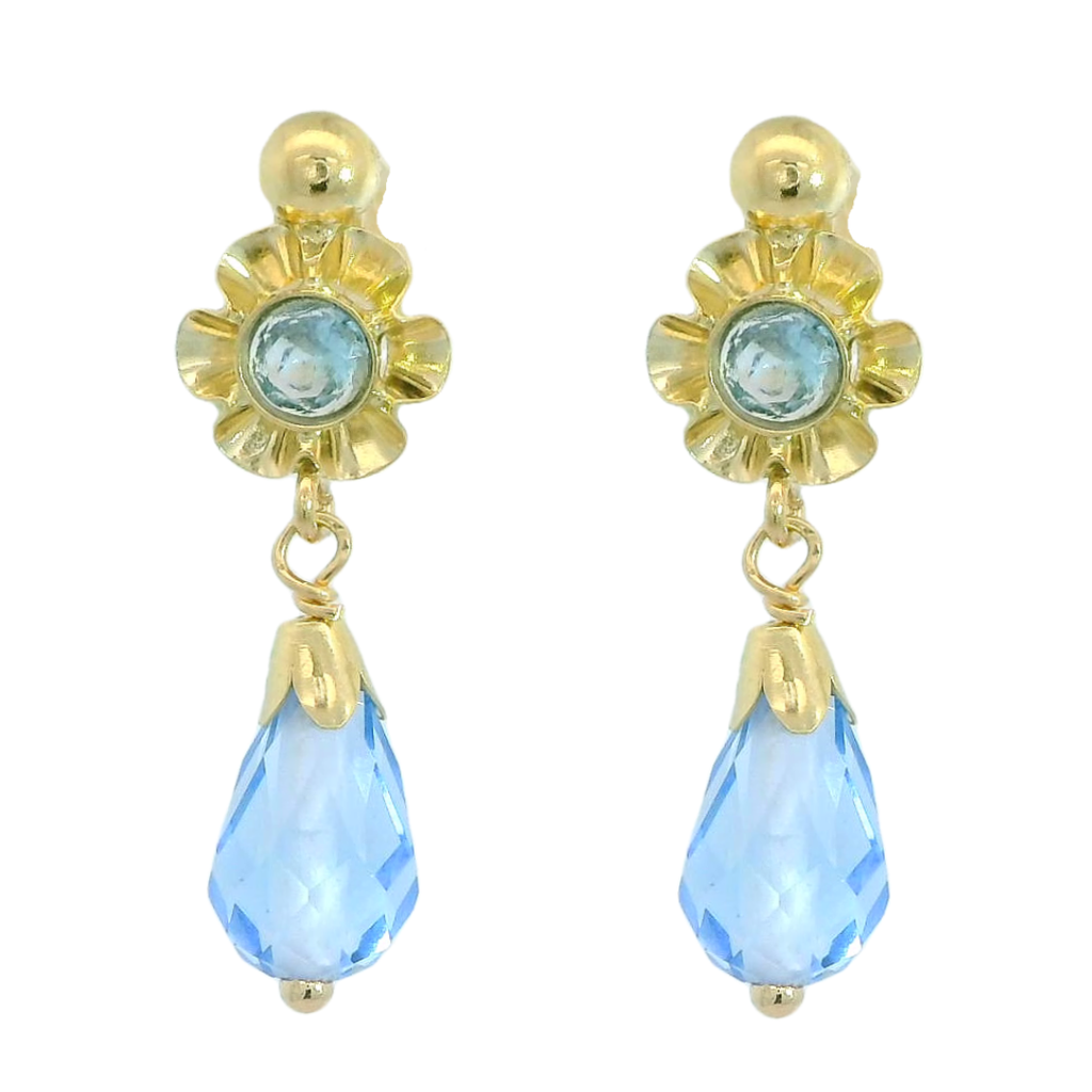 PENDIENTES ARQUILLO  CRISTAL AZUL TORNILLO.20MM.