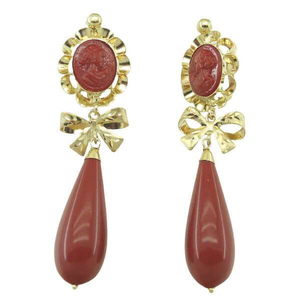PENDIENTES ARQUILLO 10x8MM COLOR CORAL CON LAZO.