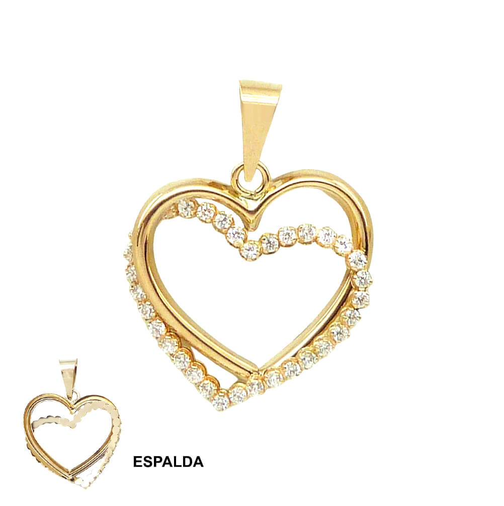 15MM DOUBLE HEART PENDANT WITH CZ.