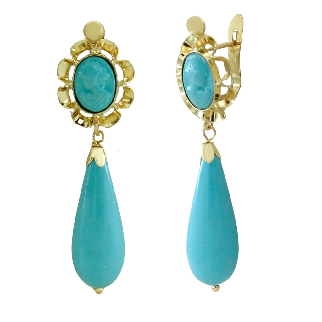 PENDIENTES ARQUILLO 8x6MM COLOR TURQUESA.38MM.