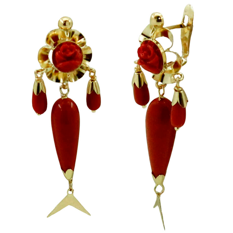 PENDIENTES ARQUILLO 8MM PERITAS COLOR CORAL.42MM.