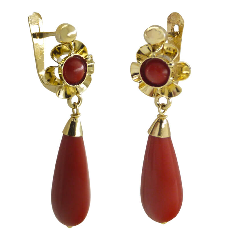 PENDIENTES ARQUILLO PERITA COLOR CORAL,30MM,CATALAN
