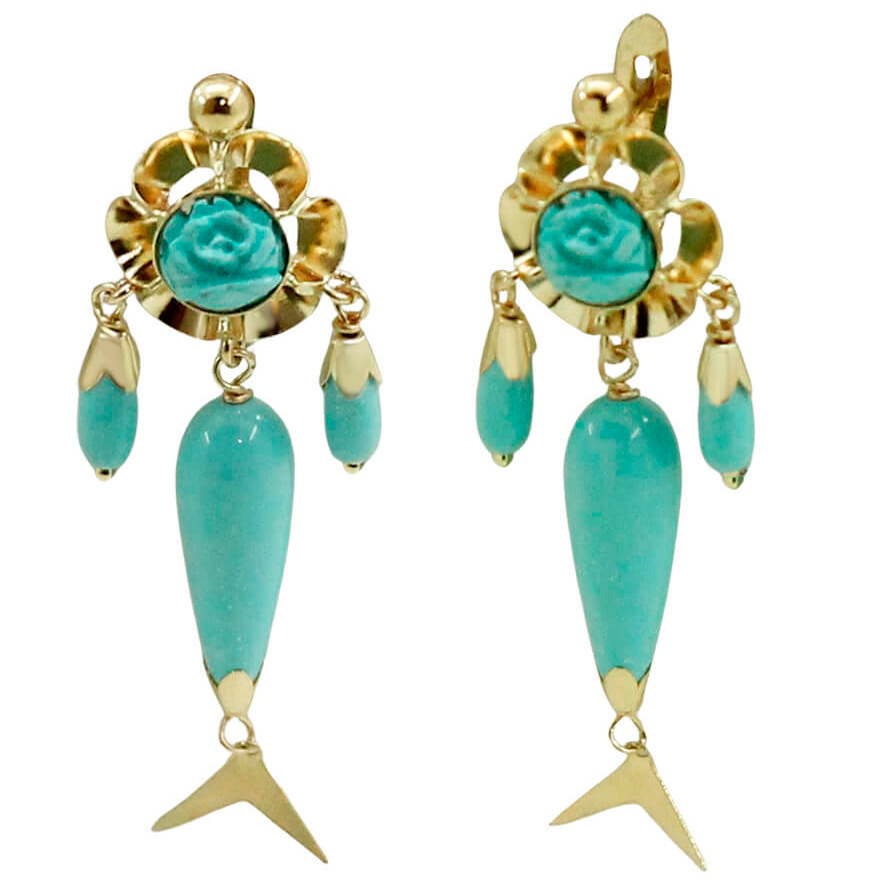 PENDIENTES ARQUILLO 8MM. PERITAS COLOR TURQUESA .42MM