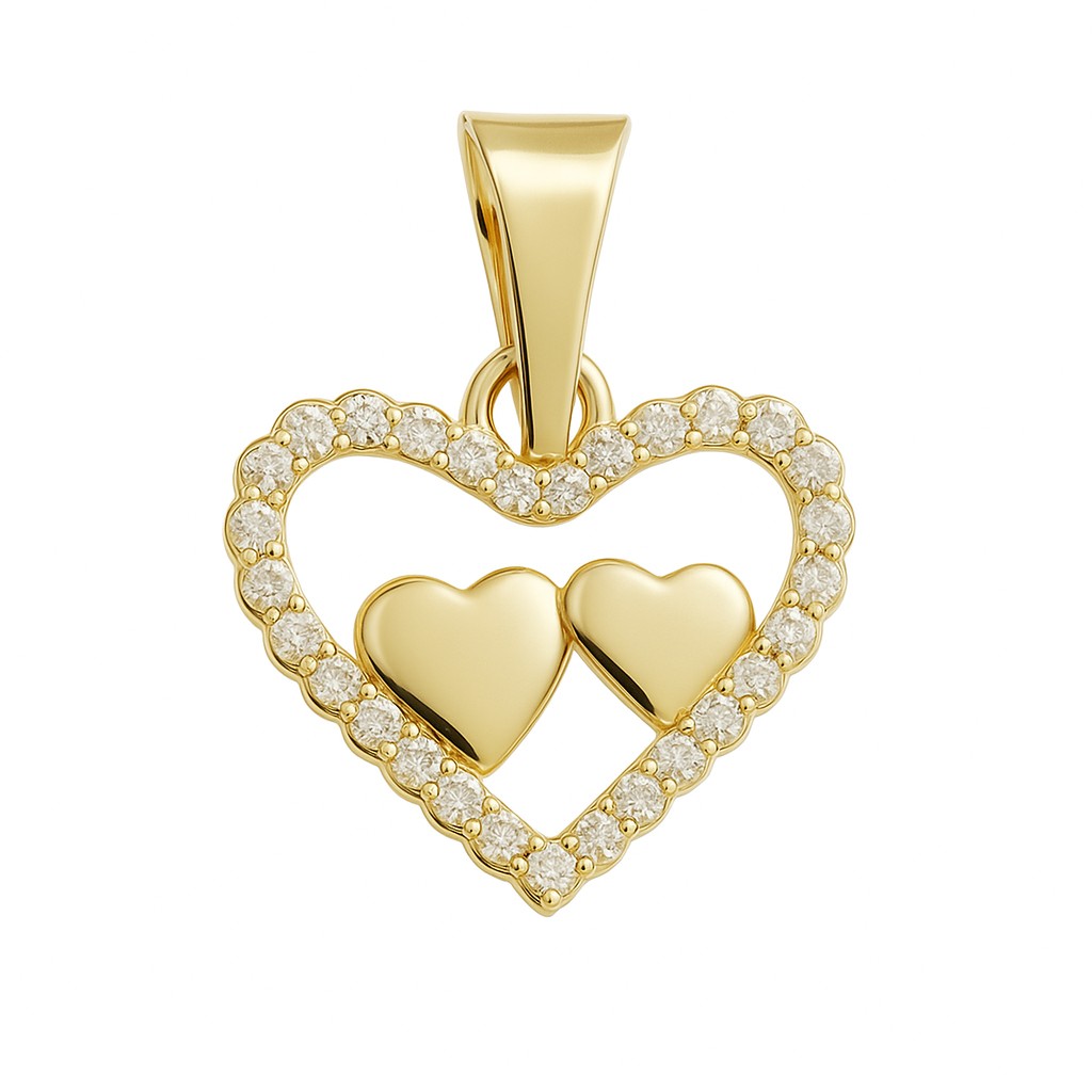 COLGANTE DOBLE CORAZÓN BICOLOR.12MM.