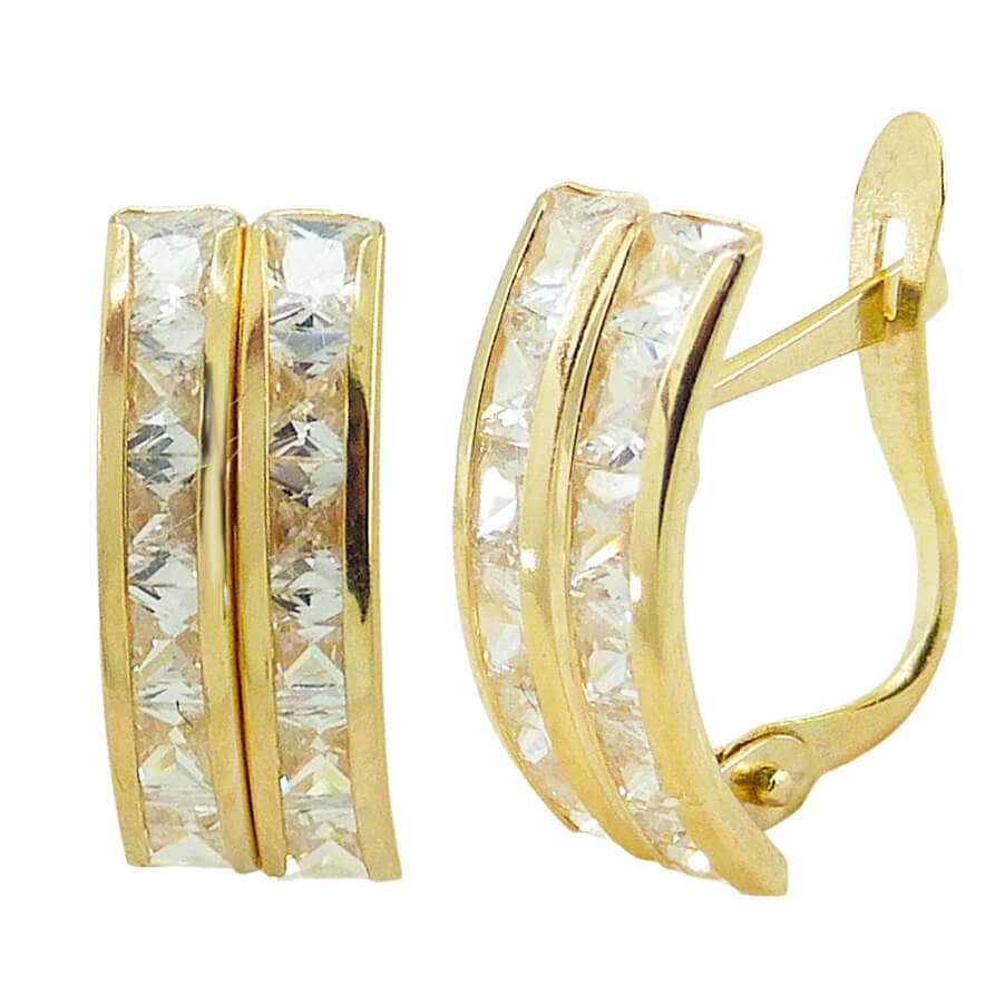 LEVERBACK EARRINGS WITH CZ.