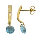 PENDIENTES BANDA  Y PIEDRA BRIOLET COLOR AGUAMARINA. PRESION