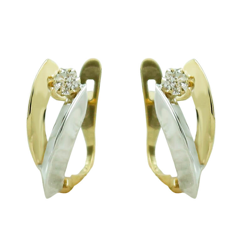 TWO TONE LEVERBACK EARRINGS.