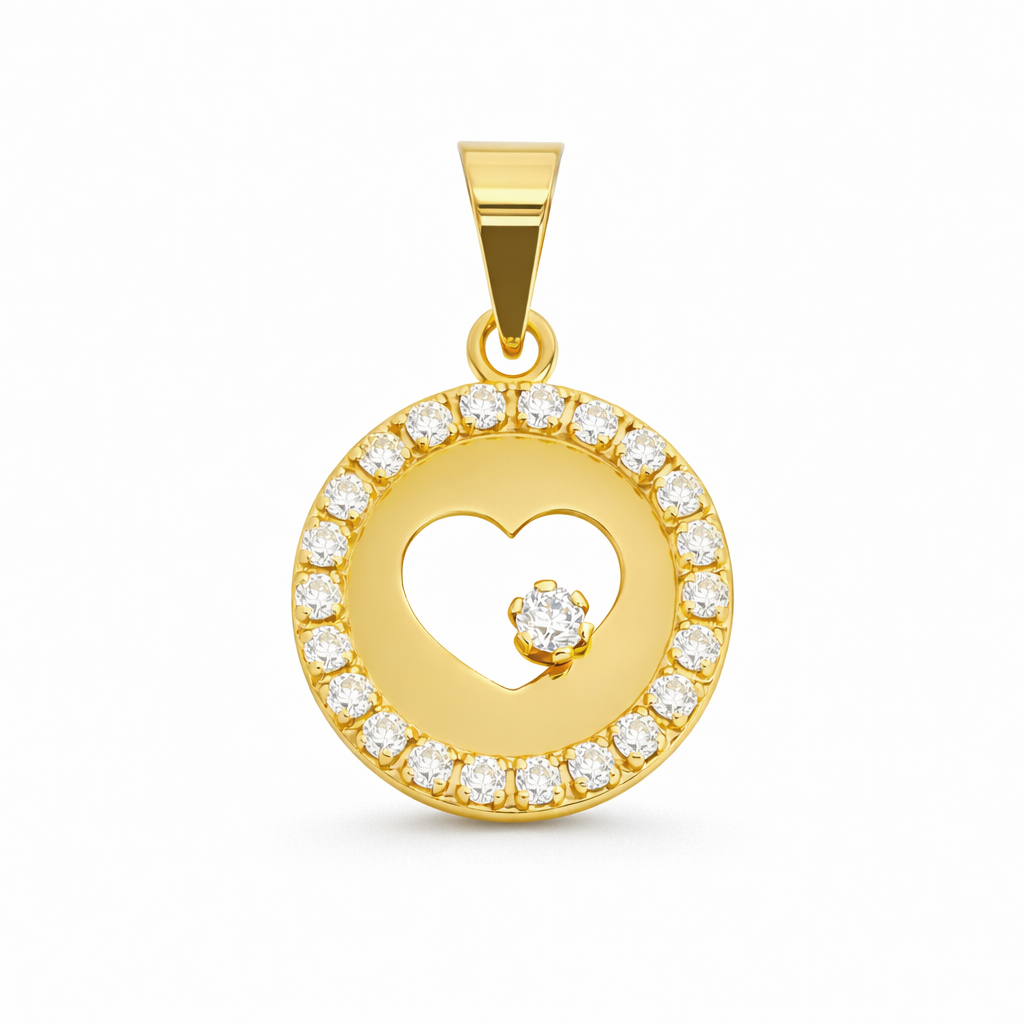 COLGANTE CORAZÓN CON CIRCONITAS.DISCO DE 10MM