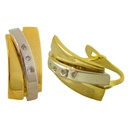 PENDIENTES BANDAS BICOLOR Y CIRCONITAS.15x6MM.CATALAN.