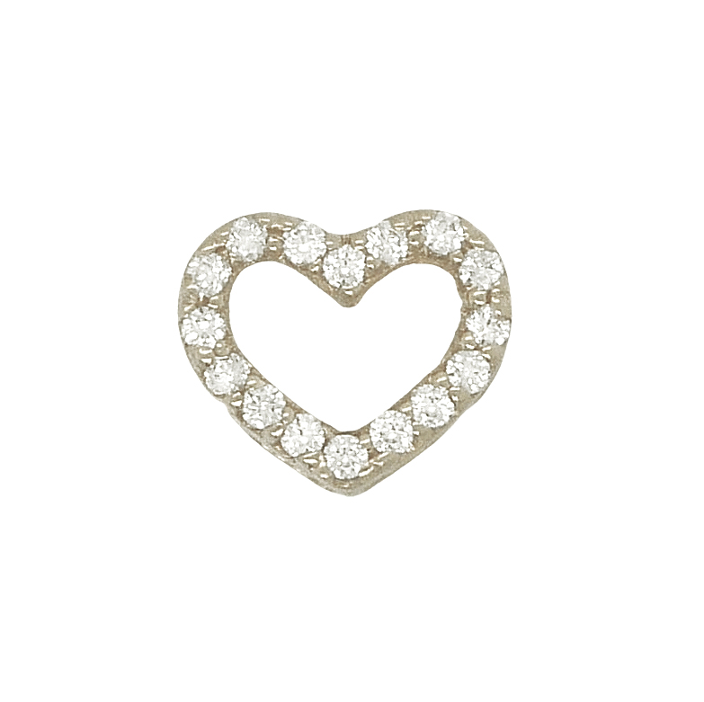 7x6MM WHITE GOLD HEART PENDANT WITH CZ.