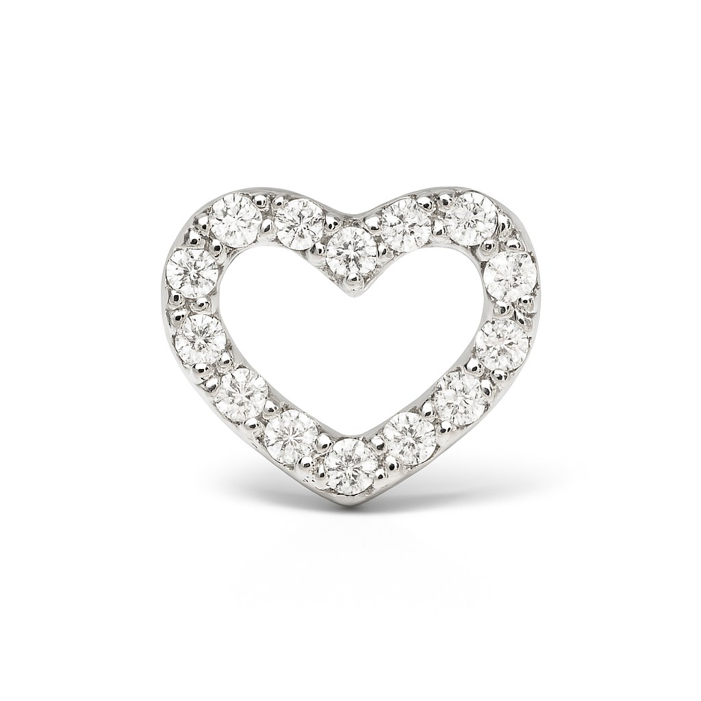 7x6MM WHITE GOLD HEART PENDANT WITH CZ.