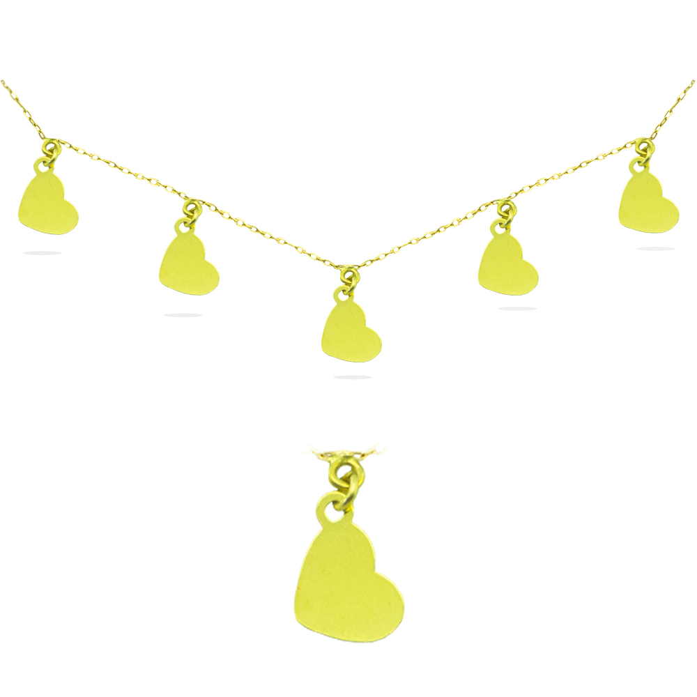 6MM CHARM HEARTS NECKLACE.45CM CHAIN.