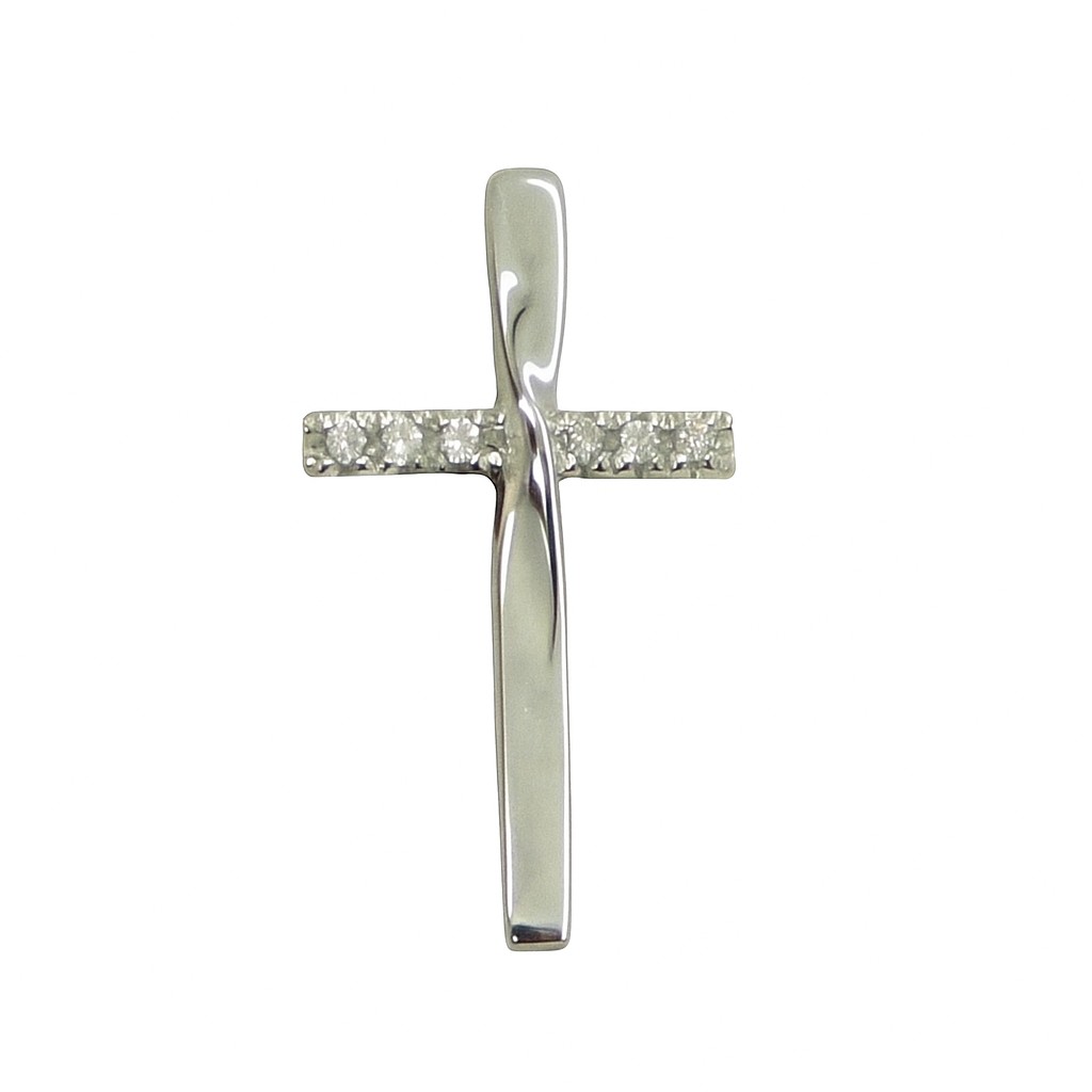 CRUZ ORO BLANCO 14x13MM 6BRILLANTES 0.018 CT TW H-SI