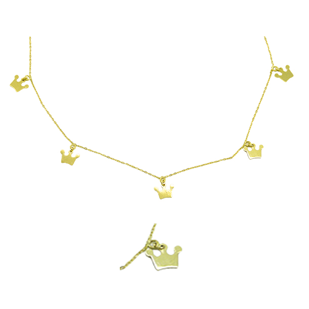 6MM  CROWN CHARMS NECKLACE.45CM CHAIN.