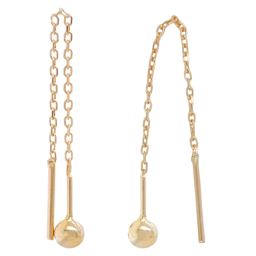 3'5MM BALL AND CHAIN EARRINGS.