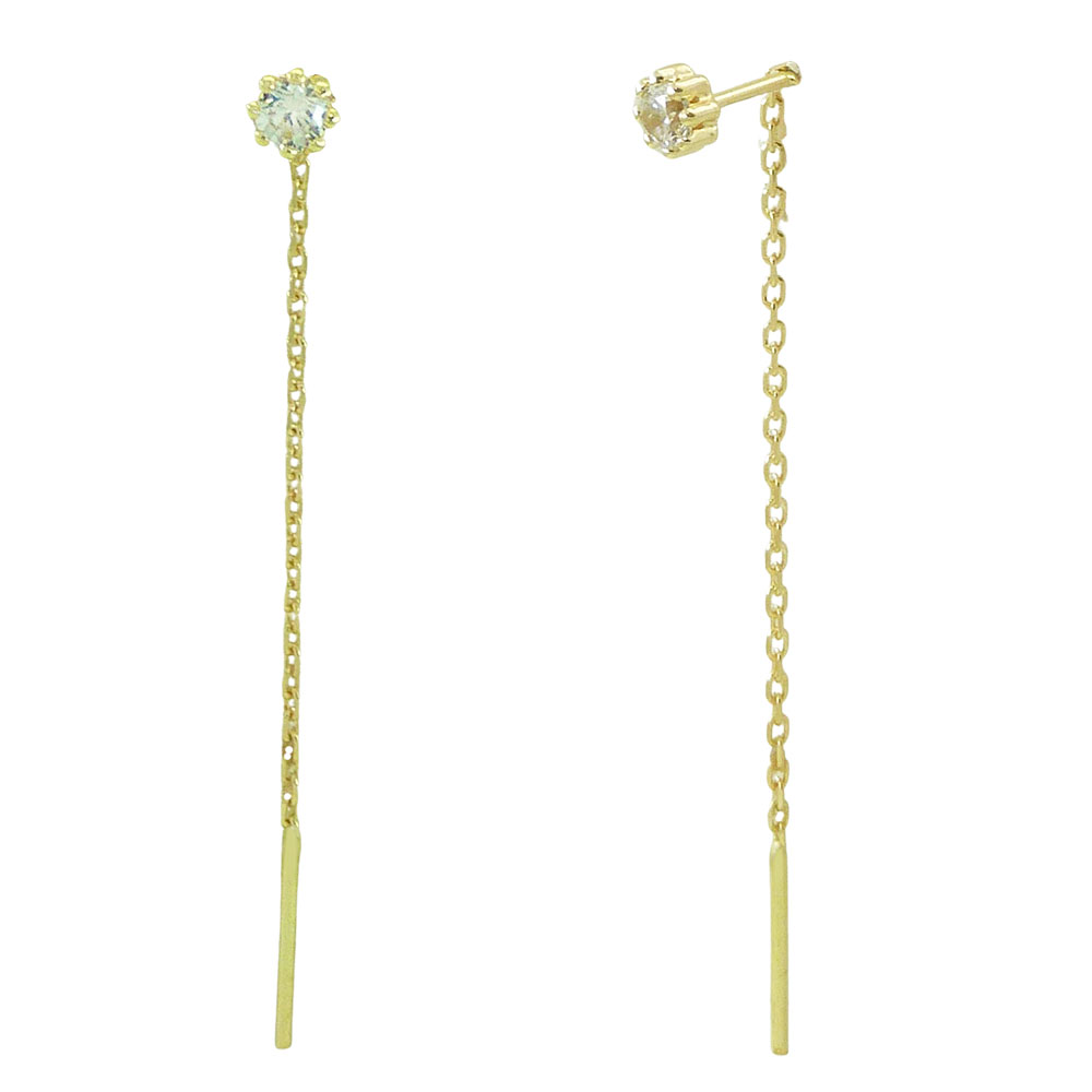 CUBIC ZIRCONIA AND CHAIN EARRINGS.