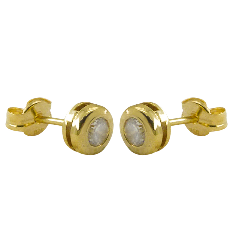 5MM CZ CHATON STUD EARRINGS.