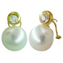 12MM BUTTON PEARL OMEGA BACK EARRINGS.