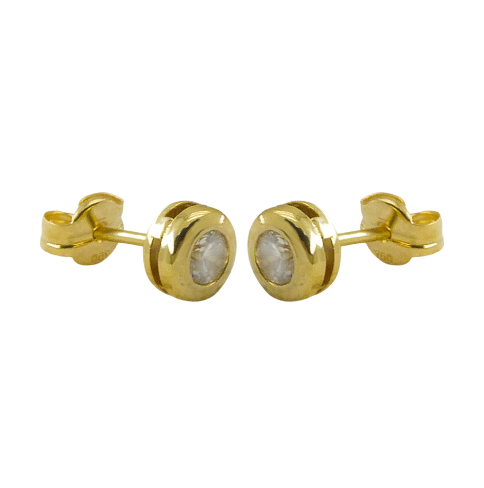 3MM CZ CHATON STUD EARRINGS