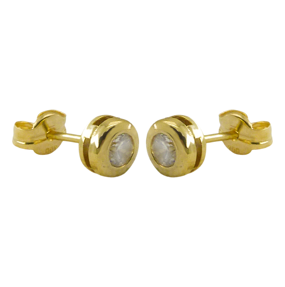4MM CZ CHATON STUD EARRINGS.