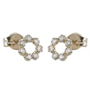 WHITE GOLD CZ CIRCLE STUD EARRINGS.