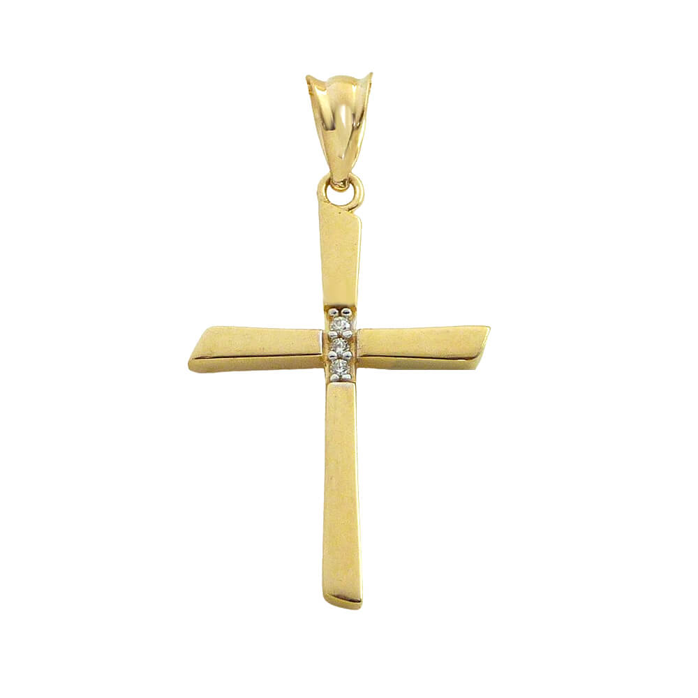 CROSS PENDANT WITH CZ.