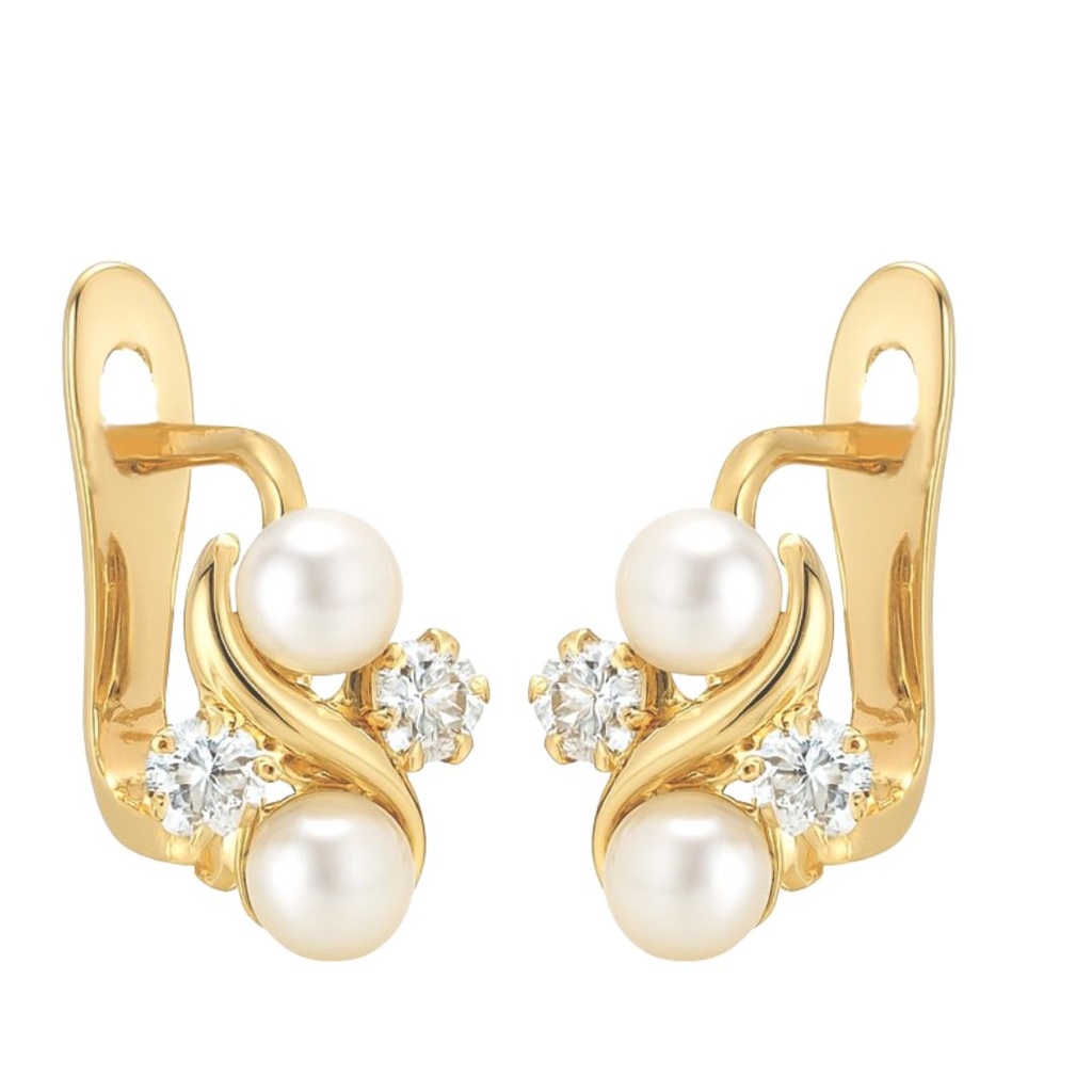 FRESHWATER PEARL AND CZ EARRINGS