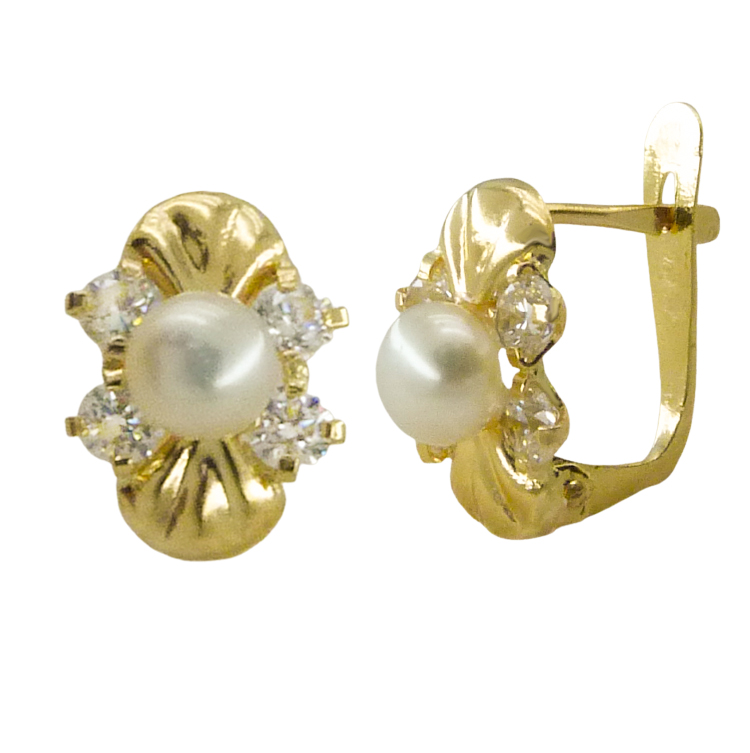 FRESHWATER PEARL AND CZ EARRINGS