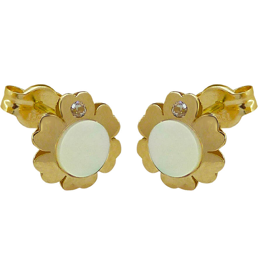 PENDIENTES COMUNION FLOR CON NACAR.PRESION